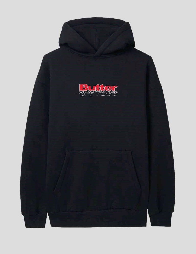 Sudadeira BUTTER GOODS running logo pullover hood black